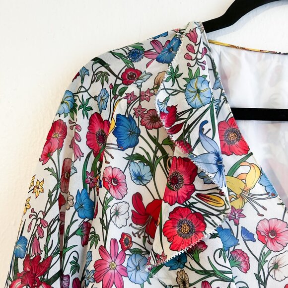 ELIE TAHARI Floral Ruffle 3/4 Bell Sleeve Blouse - Picture 6 of 9